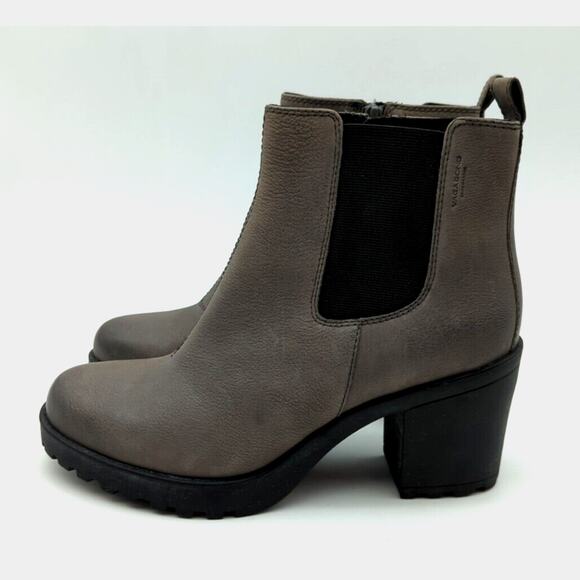 Vagabond Grace Chelsea Boots Gray Block Heel Booties Women's 39 US 9 - Picture 1 of 8
